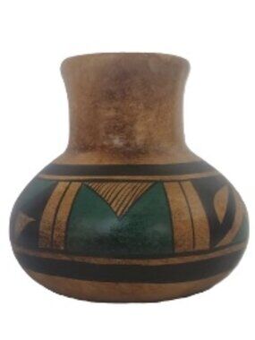 VTG Authentic Mexican Folk Art Pottery Small Vessel Vase Southwestern Navajo